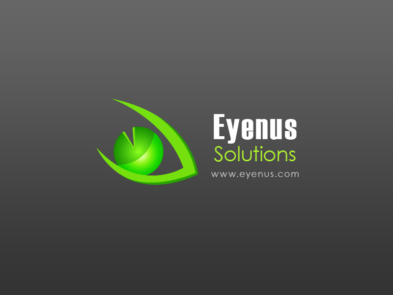 The original 2005 Eyenus mark: a glossy green eye on black